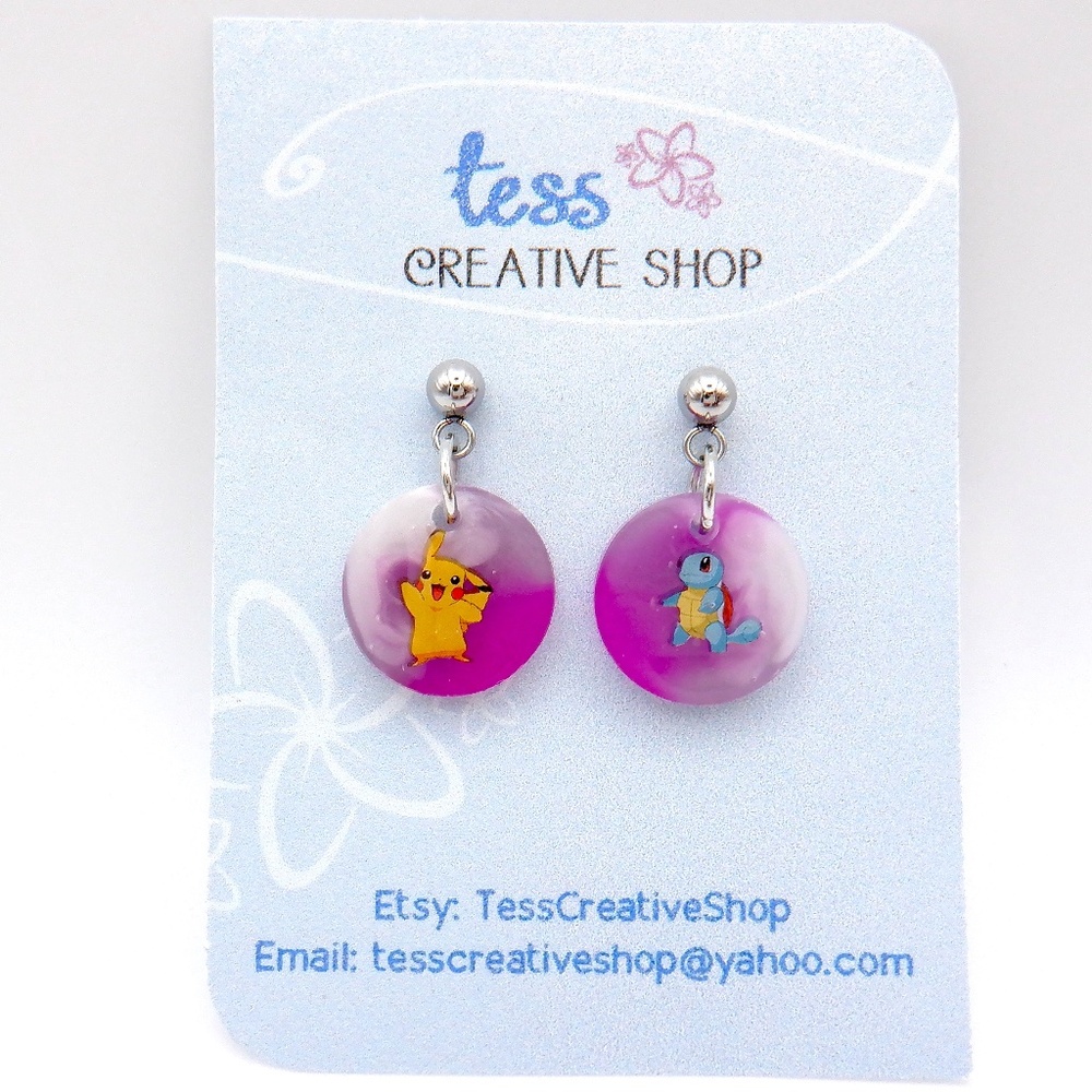 Small Resin Pokemon Earrings NEW